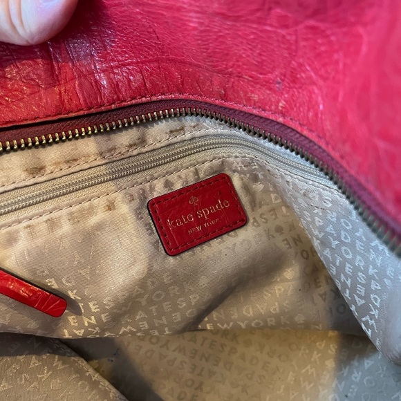 KATE SPADE Rialto Place Alessa Croc Embossed Red Leather Satchel Bag Mobwife - Picture 5 of 8